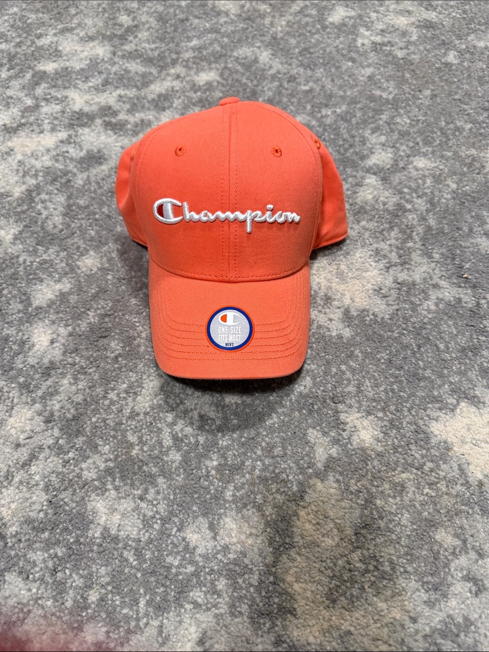 Champion Embroidered Script Cap in Coral-Orange